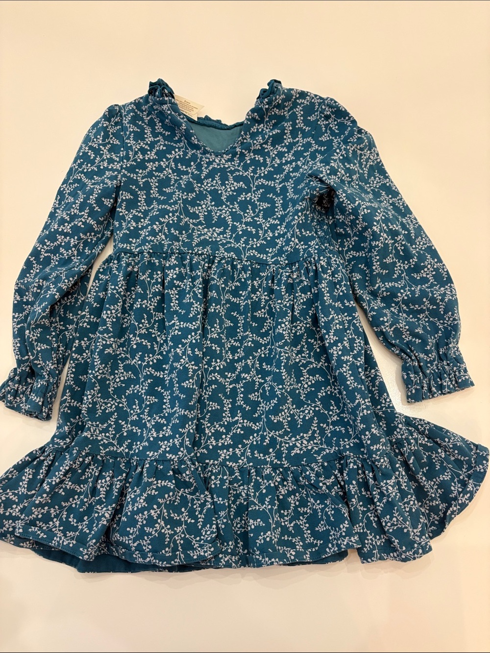 Matilda Jane Teal Floral Ruffle Hem Long-Sleeve Dress